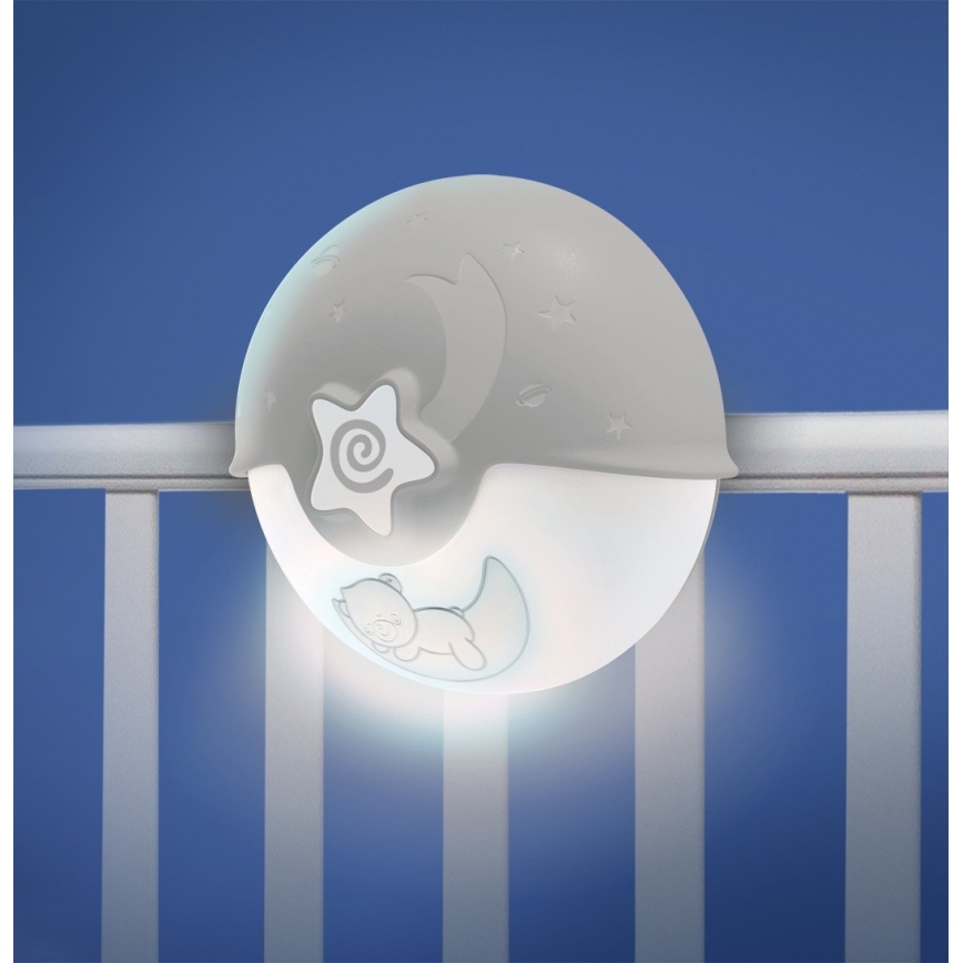 Infantino- Lampada per bambini piccola con proiettore 3xAA grigio