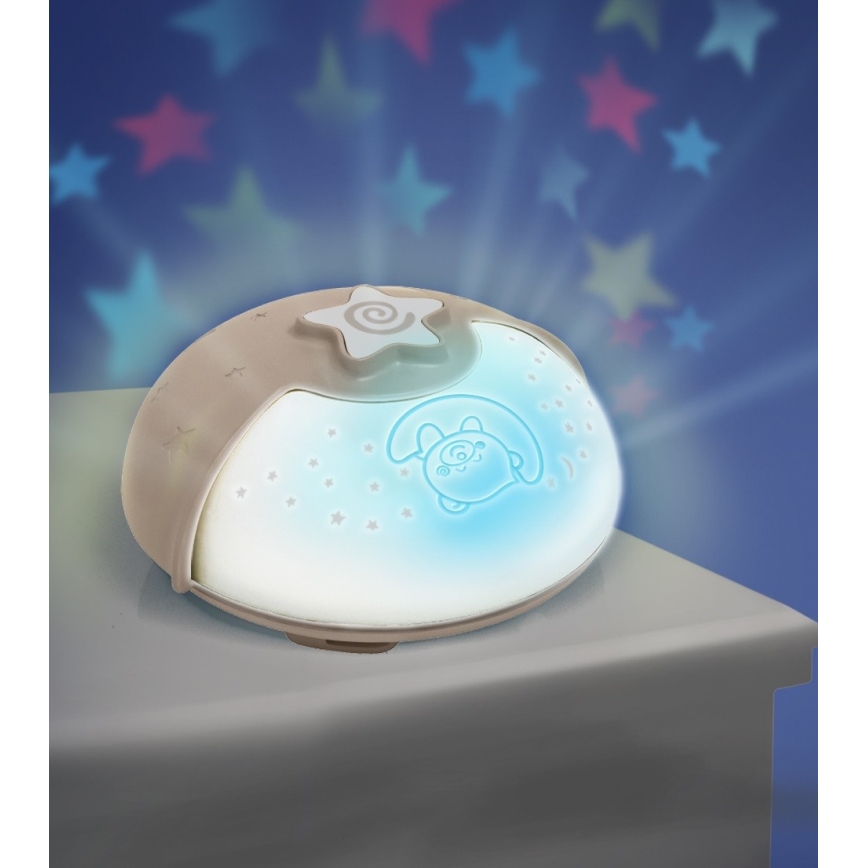 Infantino- Lampada per bambini piccola con proiettore 3xAA grigio
