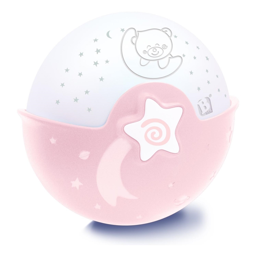 Infantino - Lampada piccola per bambini con proiettore 3xAA rosa