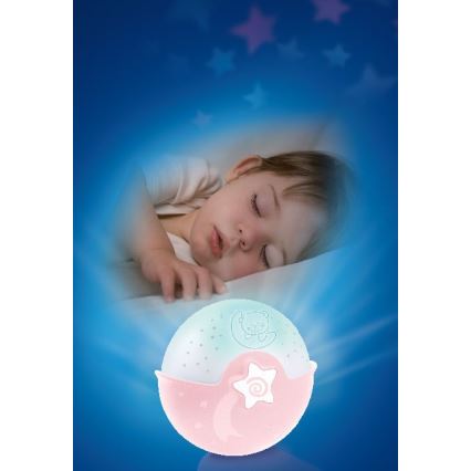 Infantino - Lampada piccola per bambini con proiettore 3xAA rosa
