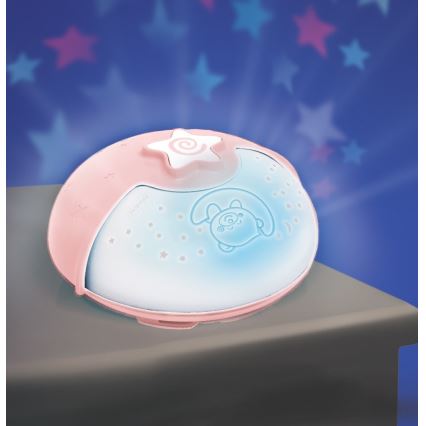 Infantino - Lampada piccola per bambini con proiettore 3xAA rosa