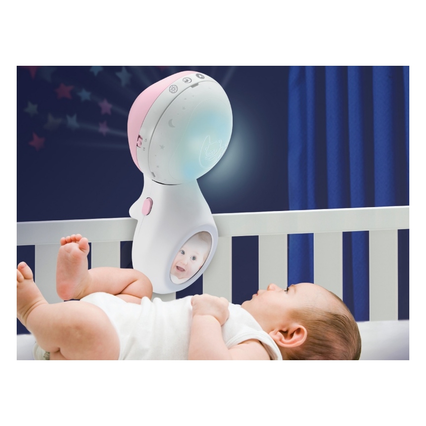 Infantino - Mobile de berceau avec mélodie et projecteur 3en1 3xAAA rose