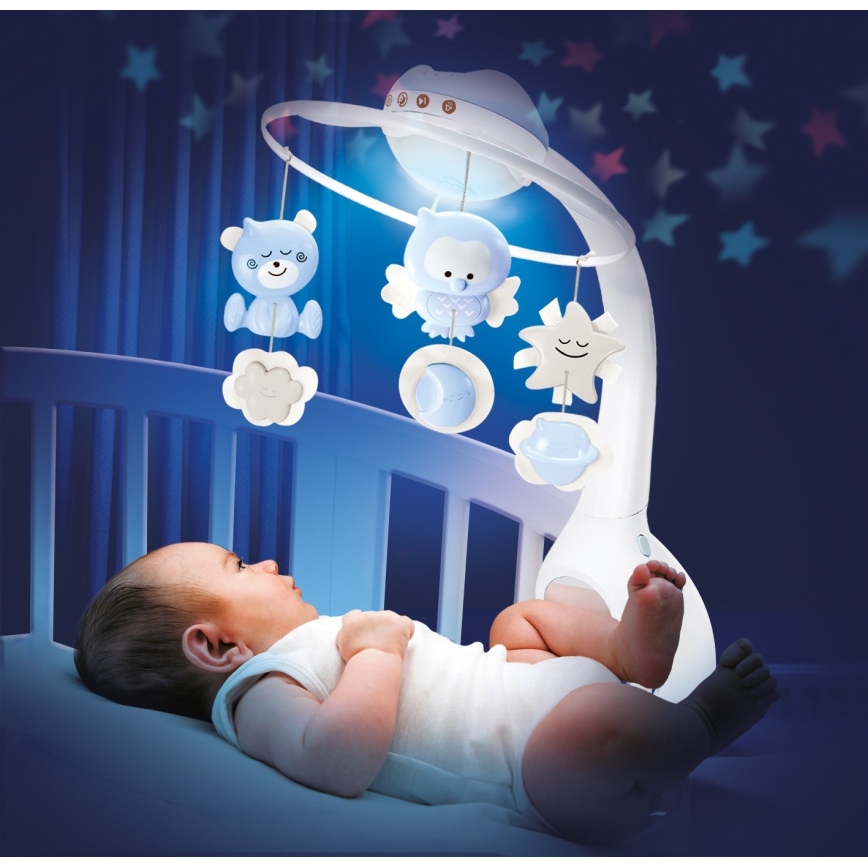 Infantino - Mobile de berceau d'enfant avec mélodie 3en1 3xAAA bleu