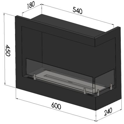 InFire - Angolo Caminetto BIO 45x60 cm 3kW nero
