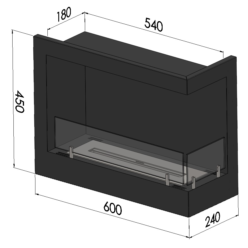 InFire - Angolo Caminetto BIO 45x60 cm 3kW nero