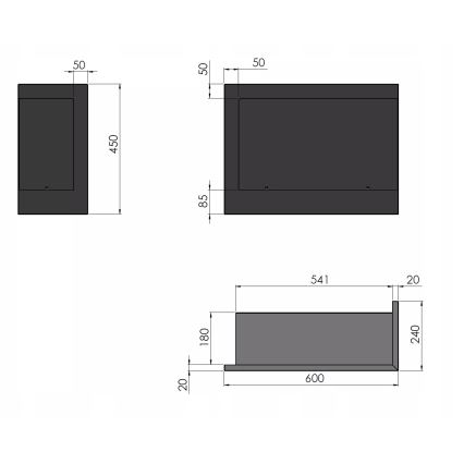 InFire - Angolo Caminetto BIO 45x60 cm 3kW nero