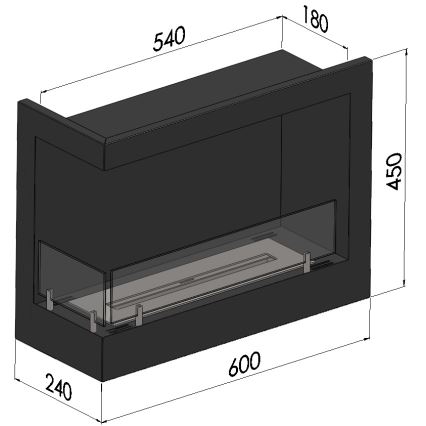 InFire - Angolo Caminetto BIO 45x60 cm 3kW nero