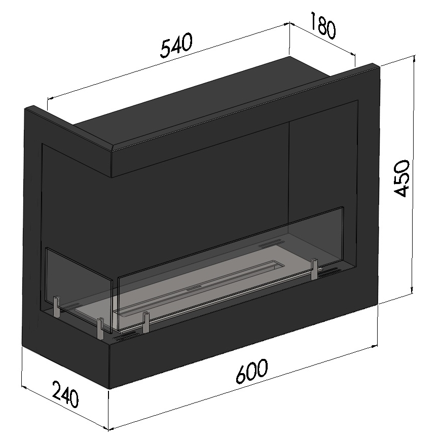 InFire - Angolo Caminetto BIO 45x60 cm 3kW nero