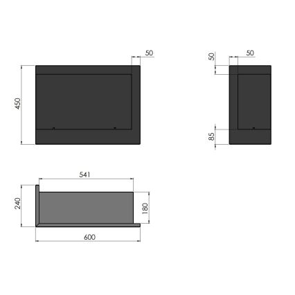 InFire - Angolo Caminetto BIO 45x60 cm 3kW nero