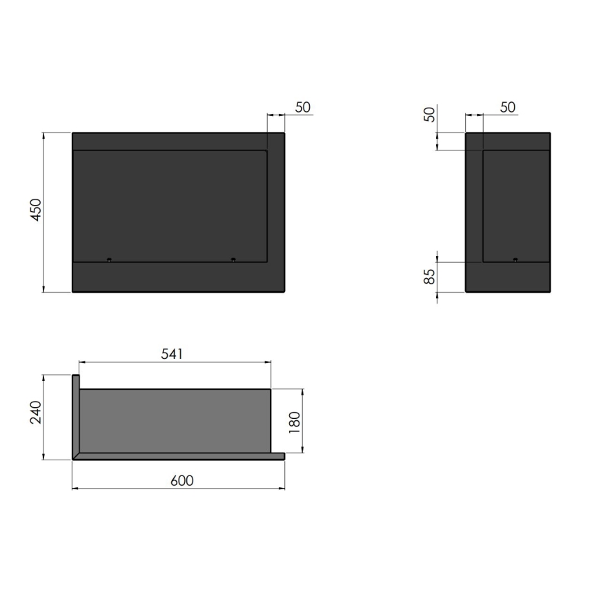 InFire - Angolo Caminetto BIO 45x60 cm 3kW nero