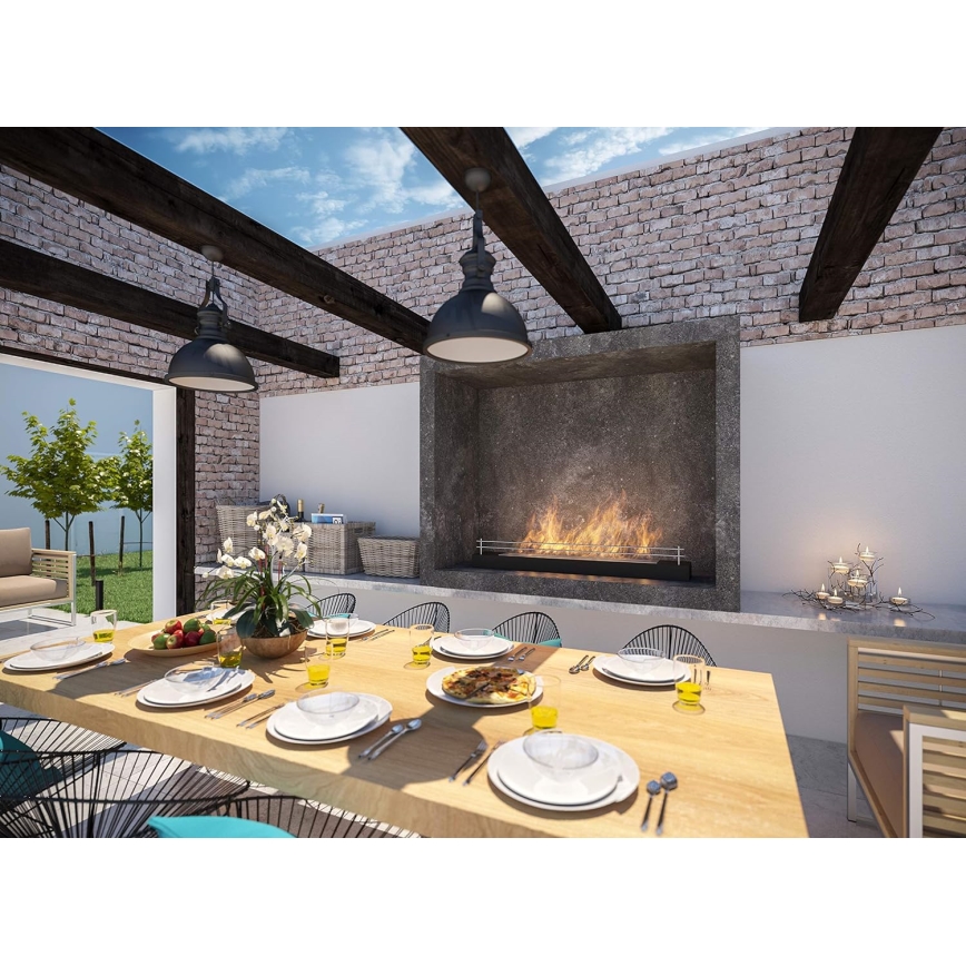 InFire - Caminetto BIO 8x120 cm 3kW nero