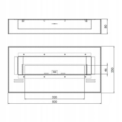 InFire - Caminetto BIO 8x50 cm 3kW nero