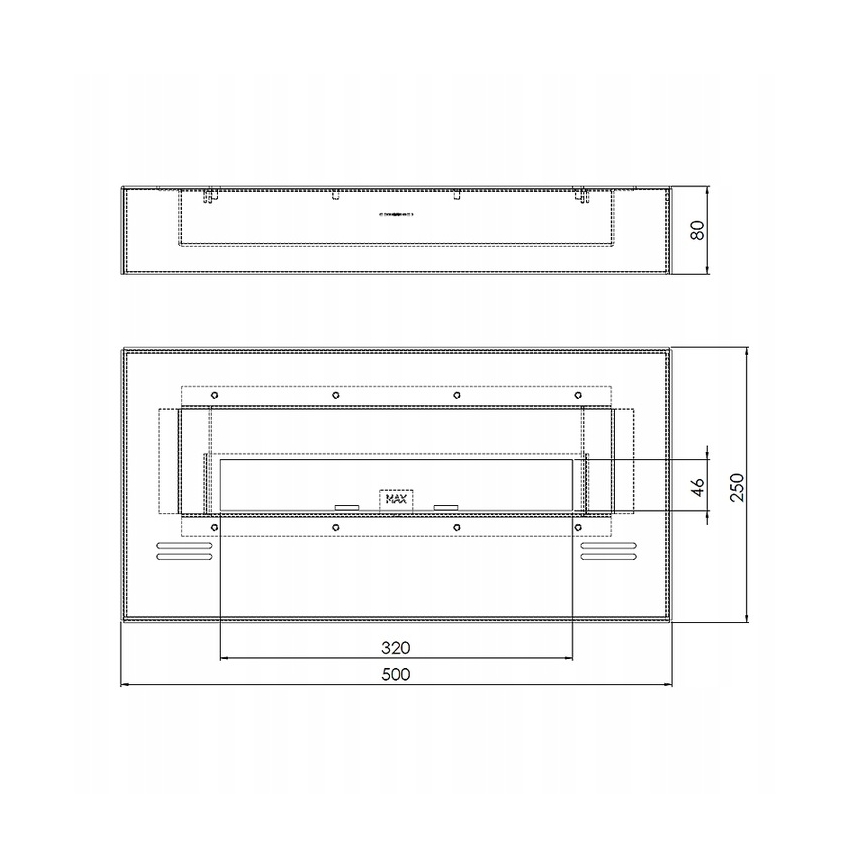 InFire - Caminetto BIO 8x50 cm 3kW nero
