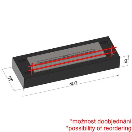 InFire - Caminetto BIO 8x60 cm 3kW nero