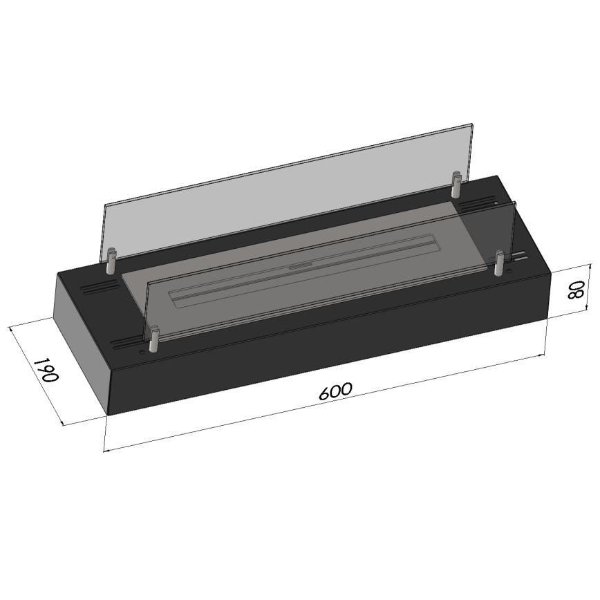 InFire - Caminetto BIO 8x60 cm 3kW nero