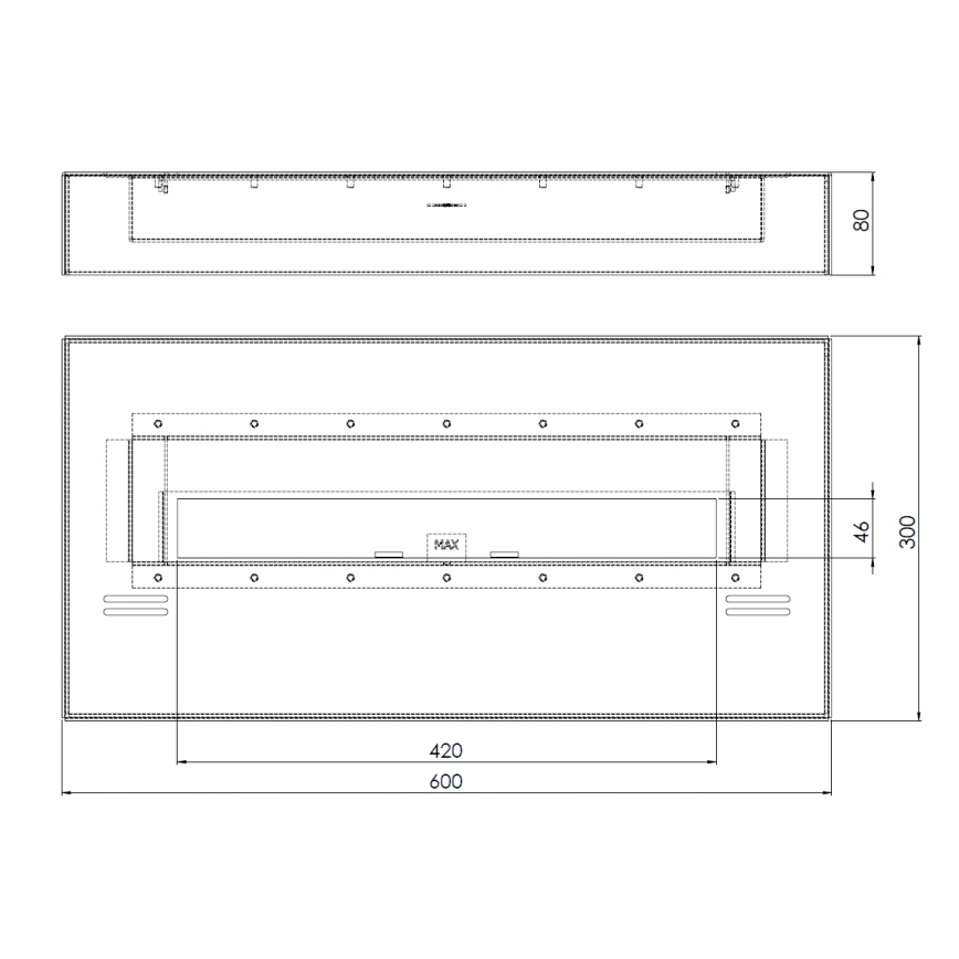 InFire - Caminetto BIO 8x60 cm 3kW nero