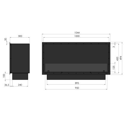 InFire - Caminetto Integrato  BIO 49,4x104,4 cm 6kW nero