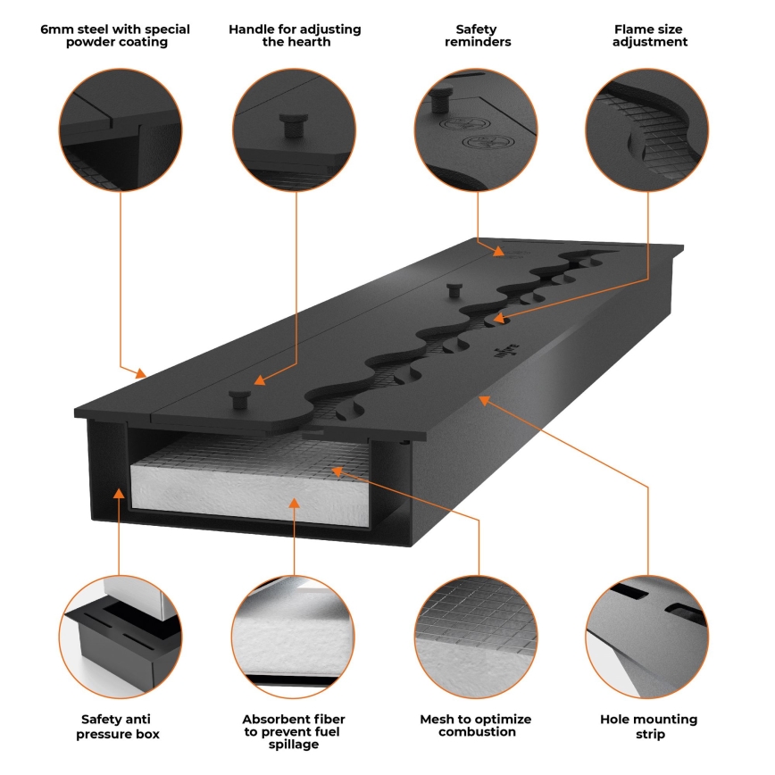 InFire -Caminetto Integrato  BIO 49,4x84,4 cm 3,5kW nero