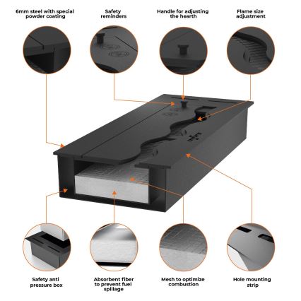 InFire - Caminetto Integrato BIO 7,5x50 cm 3,5kW nero