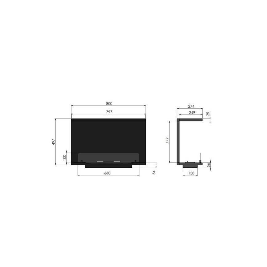 InFire - Cheminée encastrable BIO 80x45 cm 3kW noire