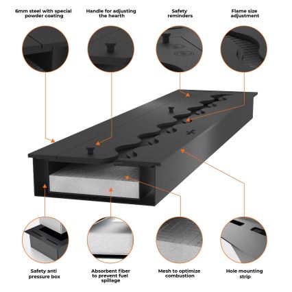 InFire - Cheminée encastrée BIO 48,5x123,5 cm 6kW noir