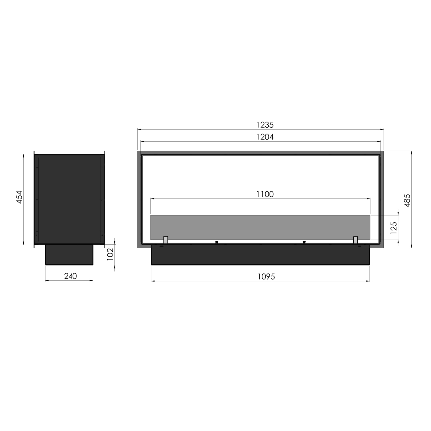 InFire - Cheminée encastrée BIO 48,5x123,5 cm 6kW noir