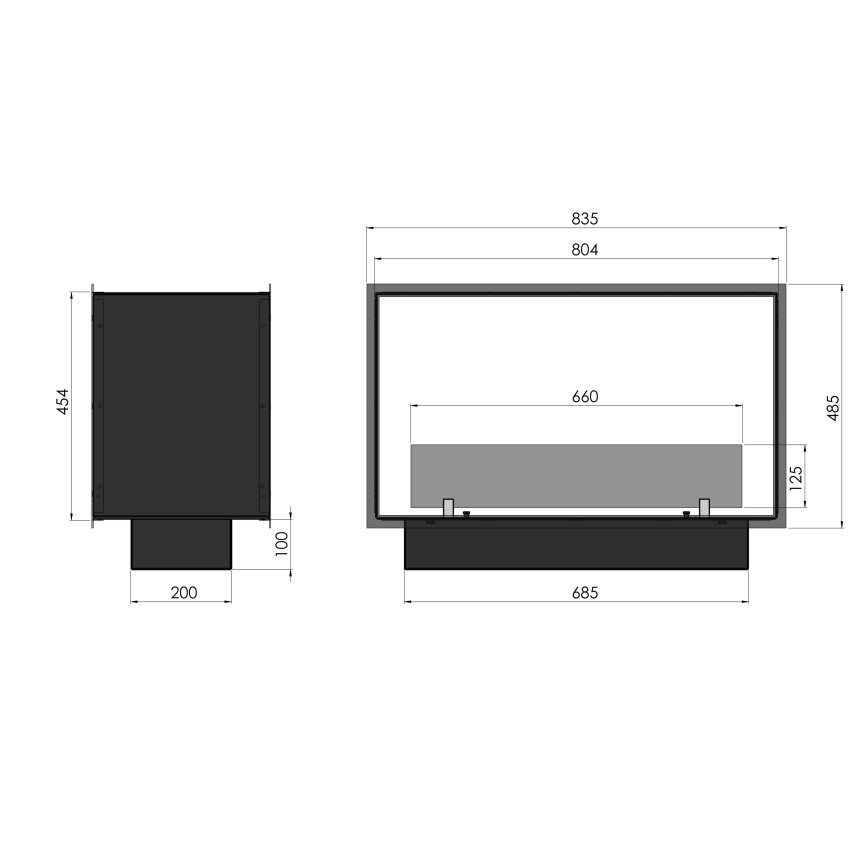 InFire - Cheminée encastrée BIO 48,5x83,5 cm 3,5kW noir