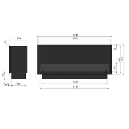 InFire - Cheminée encastrée BIO 49,4x124,4 cm 6kW noir