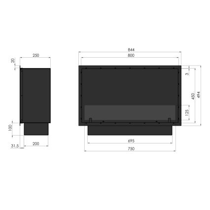 InFire - Cheminée encastrée BIO 49,4x84,4 cm 3,5kW noir