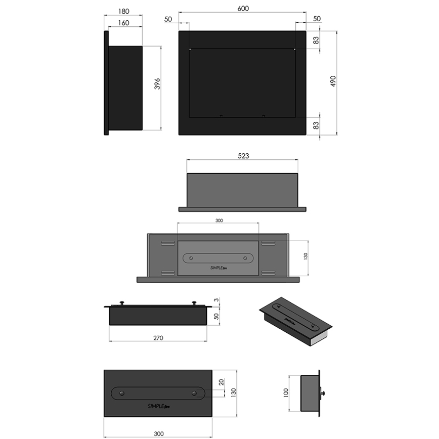 InFire - Cheminée encastrée BIO 49x60 cm 3kW noir