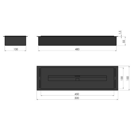 InFire - Cheminée encastrée BIO 5,5x50 cm 3kW chrome mat