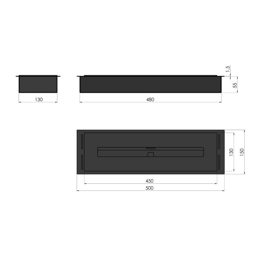 InFire - Cheminée Encastrée BIO 5,5x50 cm 3kW noir
