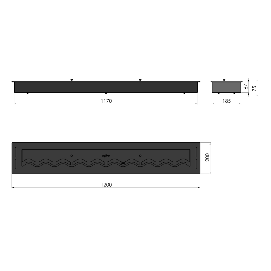 InFire - Cheminée encastrée BIO 7,5x120 cm 7kW noir