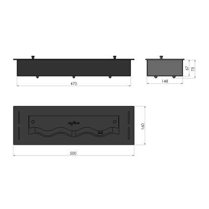InFire - Cheminée encastrée BIO 7,5x50 cm 3,5kW noir
