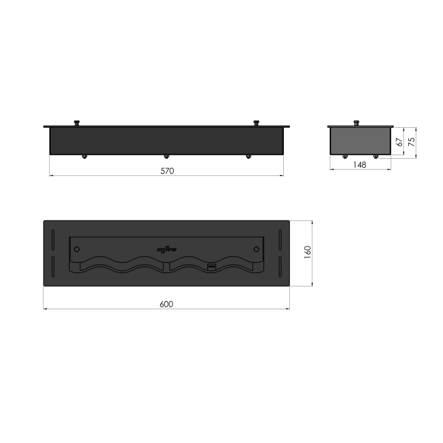 InFire - Cheminée encastrée BIO 7,5x60 cm 3,5kW noir