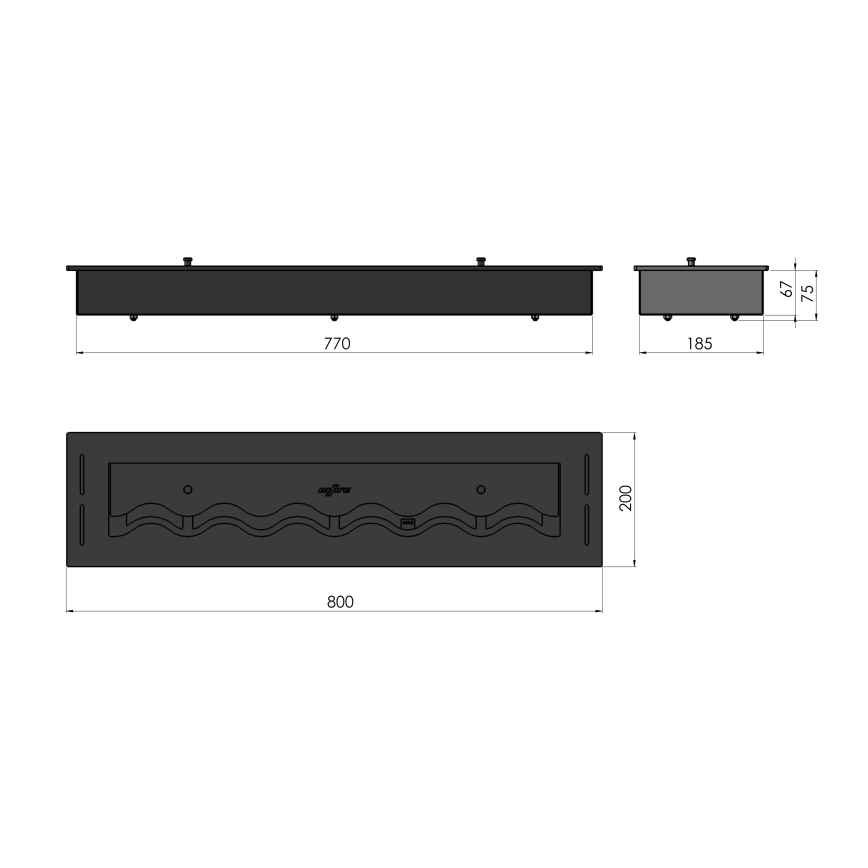 InFire - Cheminée encastrée BIO 7,5x80 cm 6kW noir