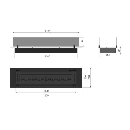 InFire - Cheminée encastrée BIO 8,5x120 cm 6kW noir