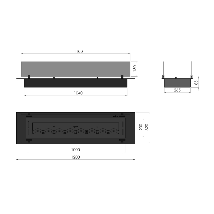 InFire - Cheminée encastrée BIO 8,5x120 cm 6kW noir