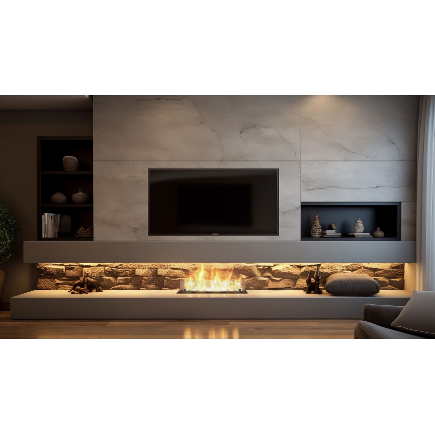 InFire - Cheminée encastrée BIO 8,5x60 cm 3,5kW noir