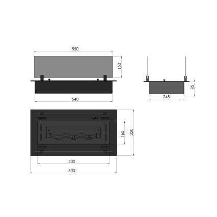 InFire - Cheminée encastrée BIO 8,5x60 cm 3,5kW noir