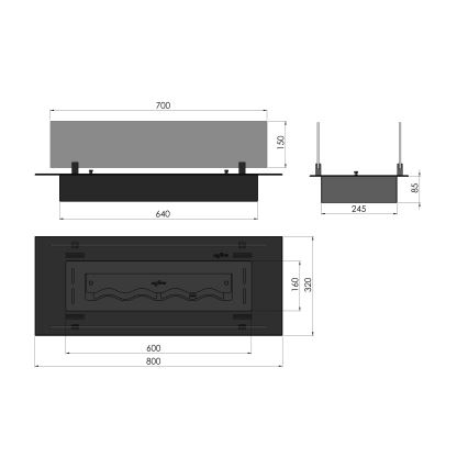 InFire - Cheminée encastrée BIO 8,5x80 cm 3,5kW noir