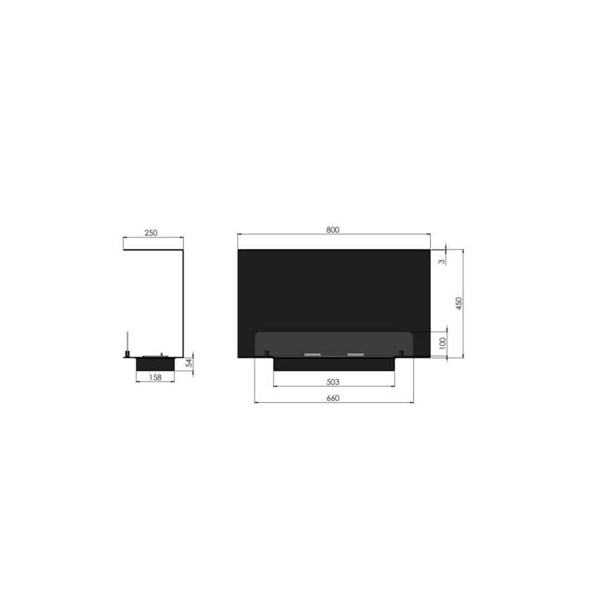 InFire - Cheminée encastrée BIO 80x45 cm 3kW noire