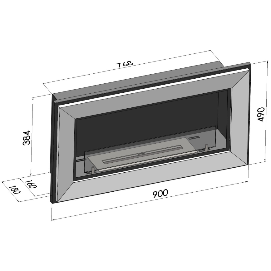 InFire - Integrato Caminetto BIO 49x90 cm 3kW nero