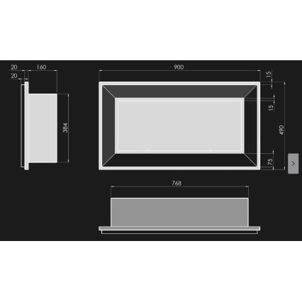InFire - Integrato Caminetto BIO 49x90 cm 3kW nero