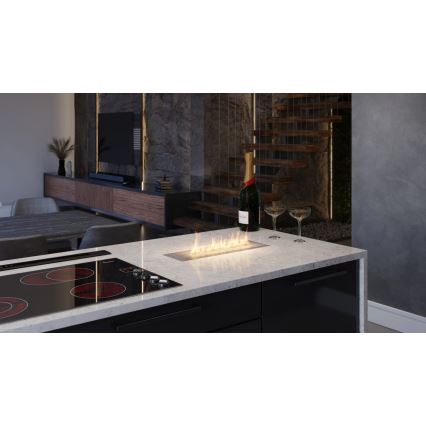 InFire - Integrato Caminetto BIO 5,5x50 cm 3kW cromo opaco