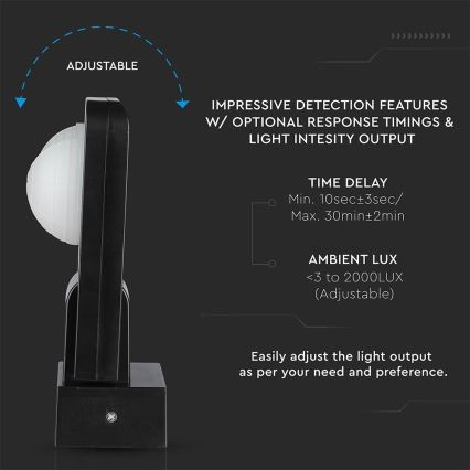 Infrarot-Bewegungsmelder für den Außenbereich 360° 1000W/230V IP65 schwarz