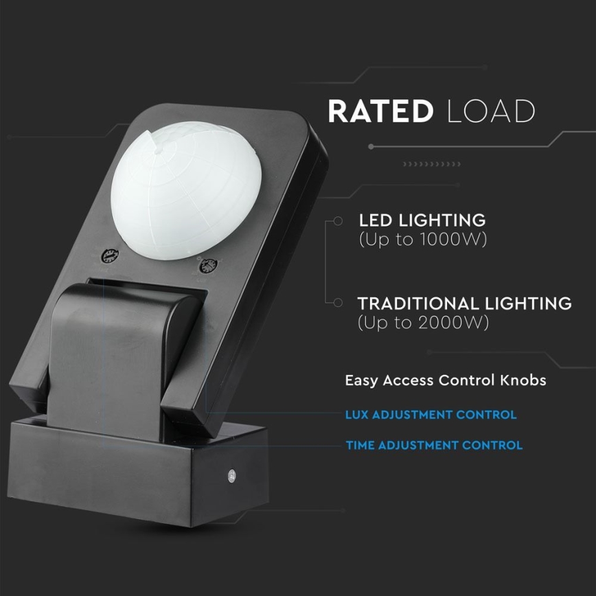 Infrarot-Bewegungsmelder für den Außenbereich 360° 1000W/230V IP65 schwarz