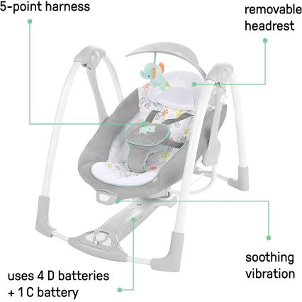 Ingéniosité - Balançoire vibrante pour bébé avec mélodie 2en1 WIMBERLY