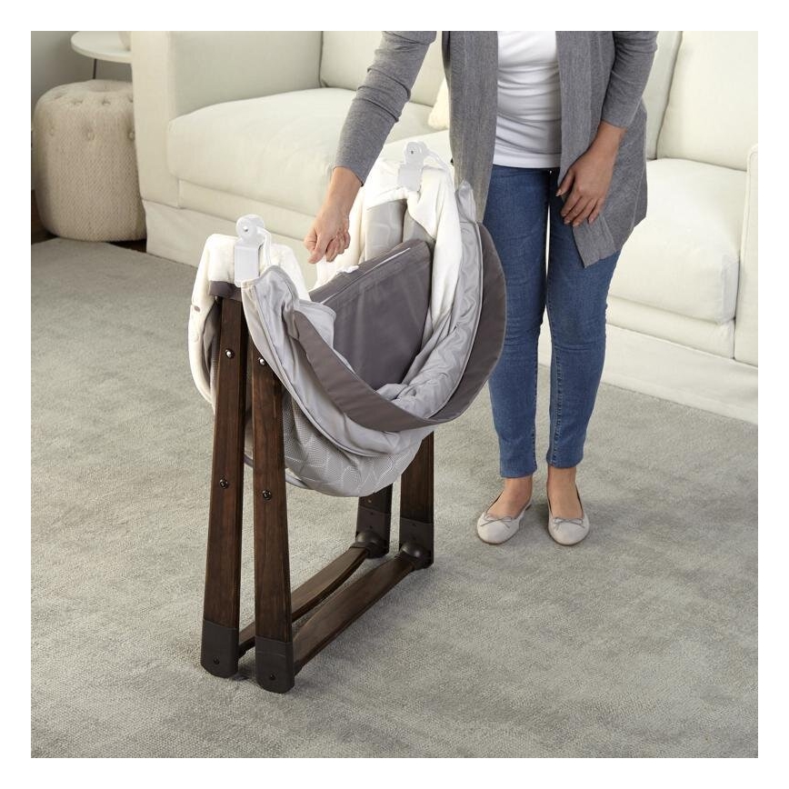 Ingenuity - Culla a dondolo per bambini CARRINGTON grigio/marrone