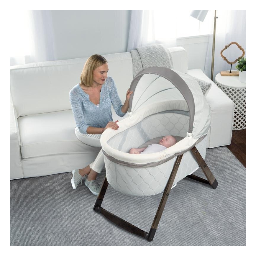 Ingenuity - Culla a dondolo per bambini CARRINGTON grigio/marrone